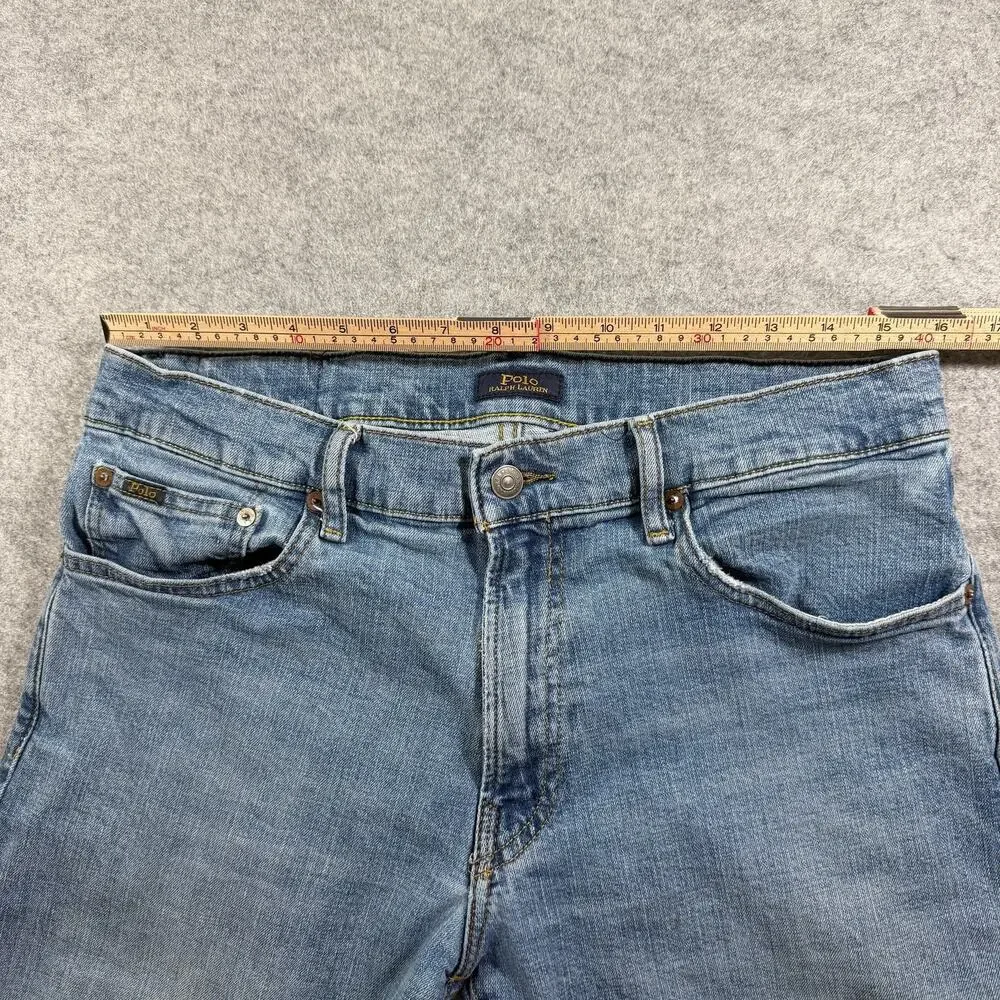 Polo Ralph Lauren Varick Slim Straight Jeans Mens 33x32 Light Blue Wash Stretch